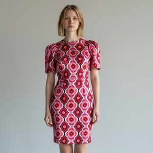 Ann Taylor Puff Sleeve Floral Print Sheath Dress Women’s 6P